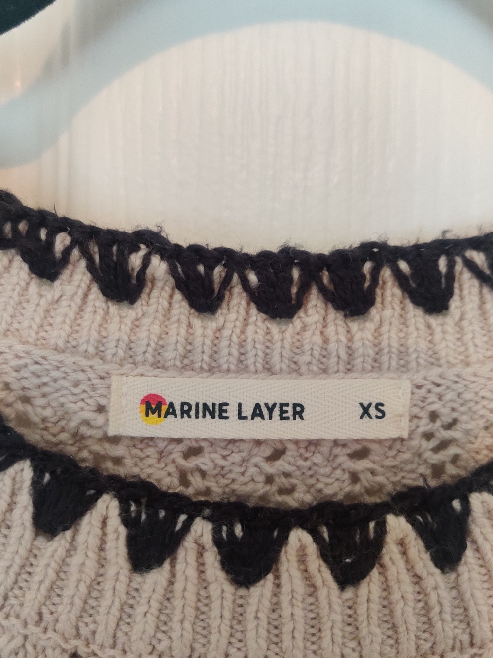 Marine Layer Linen Knit Sweater Vest Tank Black Trim XS - Picture 2 of 9